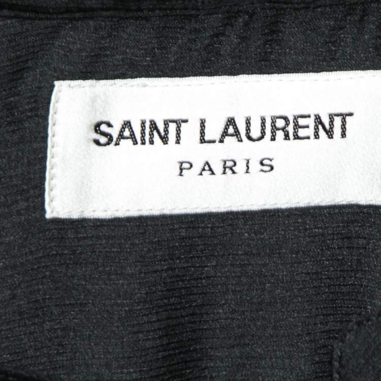 Pre Owned Saint Laurent Black Sheer Silk Long Shirt XL