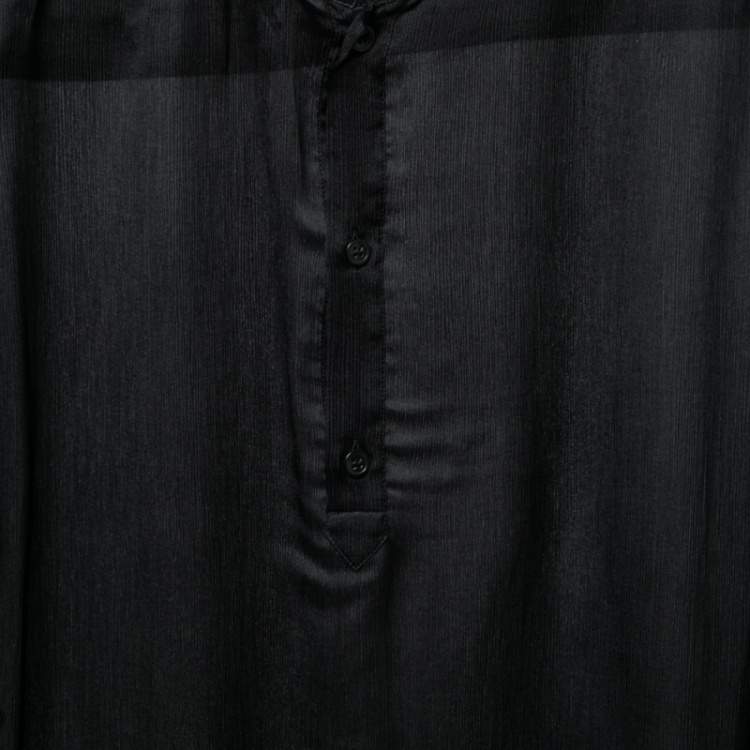 Pre Owned Saint Laurent Black Sheer Silk Long Shirt XL