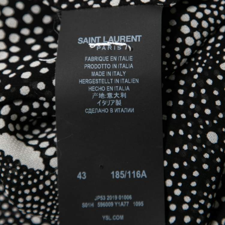Pre Owned Saint Laurent Monochrome Spiral Printed Georgette Short Sleeve Shirt XXL