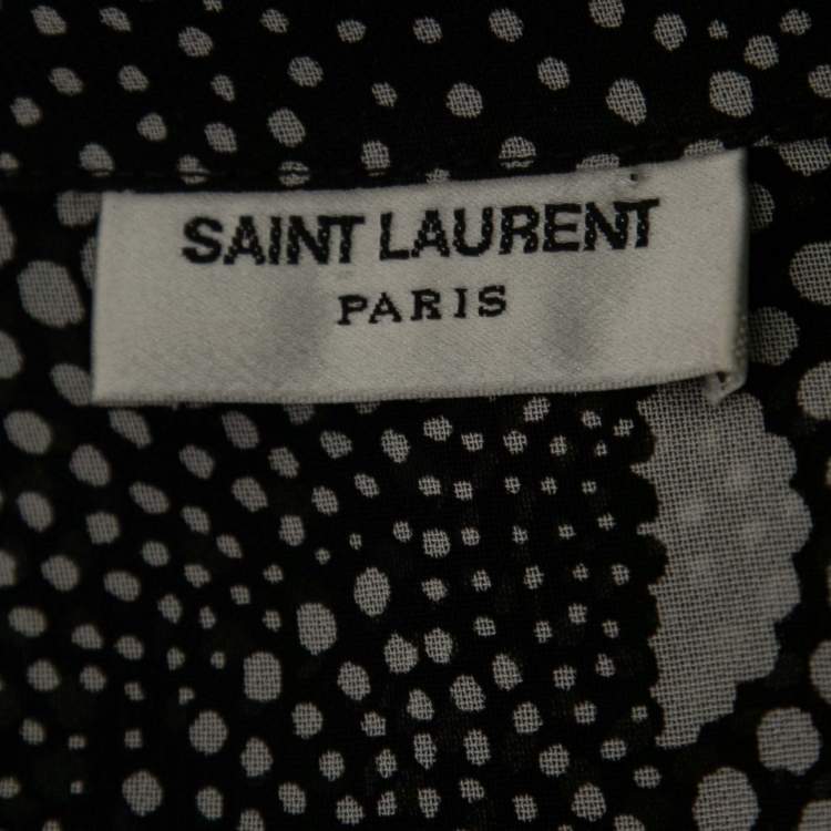 Pre Owned Saint Laurent Monochrome Spiral Printed Georgette Short Sleeve Shirt XXL