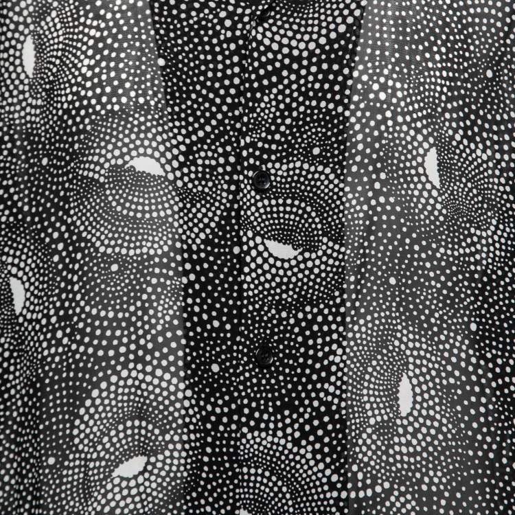 Pre Owned Saint Laurent Monochrome Spiral Printed Georgette Short Sleeve Shirt XXL