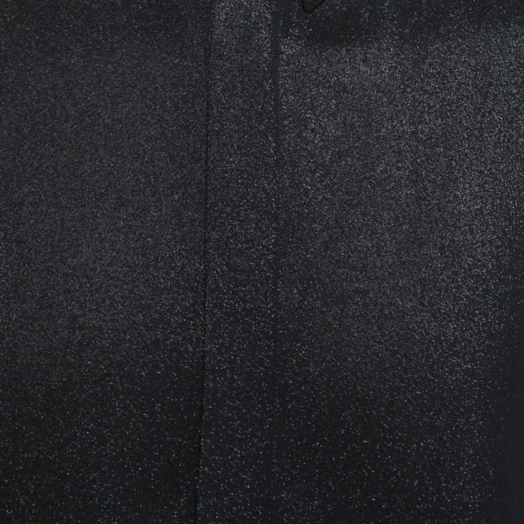 Pre Owned Saint Laurent Black Shiny Black Silk Button Front Shirt XL