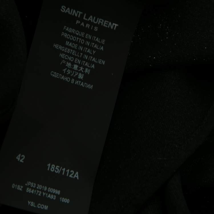 Pre Owned Saint Laurent Black Shiny Black Silk Button Front Shirt XL