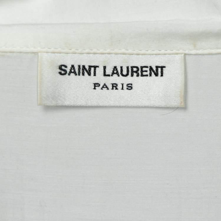Pre Owned Saint Laurent White Cotton & Silk Embroidered Tunic XXL