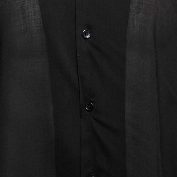 Pre Owned Saint Laurent Black  Sheer Button Front Short Sleeve Shirt XXXL