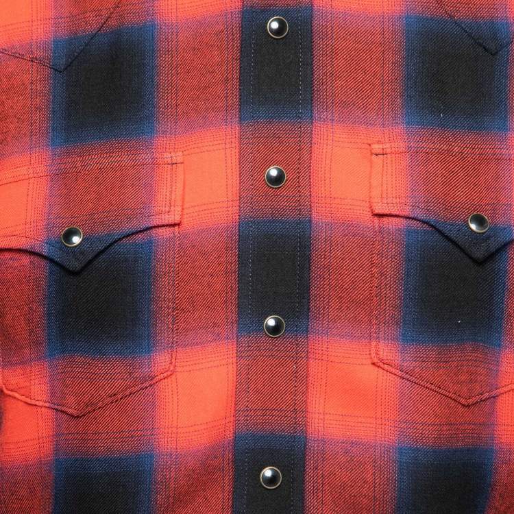 Pre Owned Saint Laurent Red Checked Flannel Button Front Shirt XL