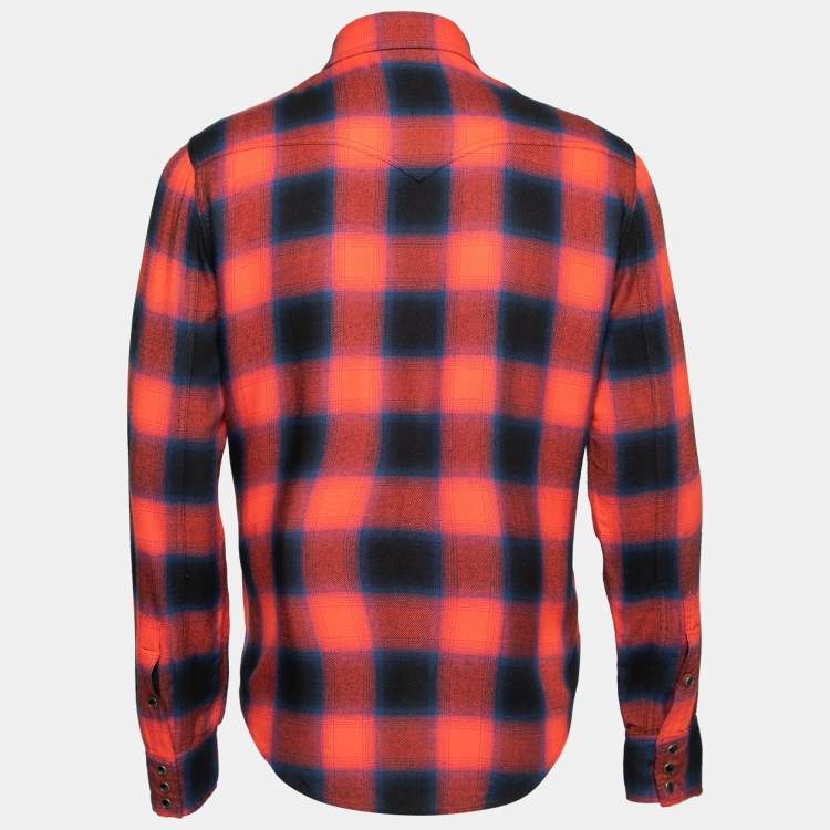 Pre Owned Saint Laurent Red Checked Flannel Button Front Shirt XL
