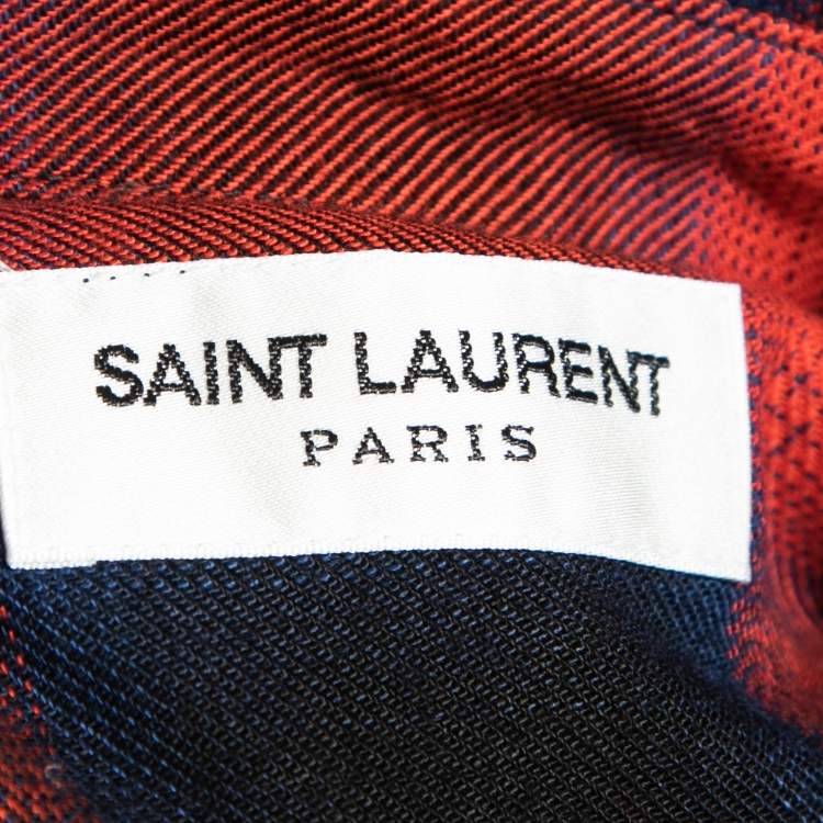 Pre Owned Saint Laurent Red Checked Flannel Button Front Shirt XL