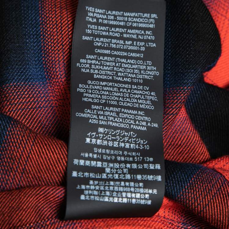Pre Owned Saint Laurent Red Checked Flannel Button Front Shirt XL