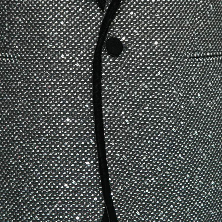 Pre Owned Saint Laurent Black Knit Wool Sequin Jackets L