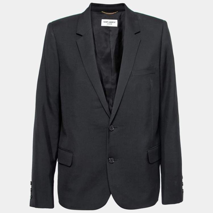 Pre Owned Saint Laurent Black Wool Single Breasted Blazer S