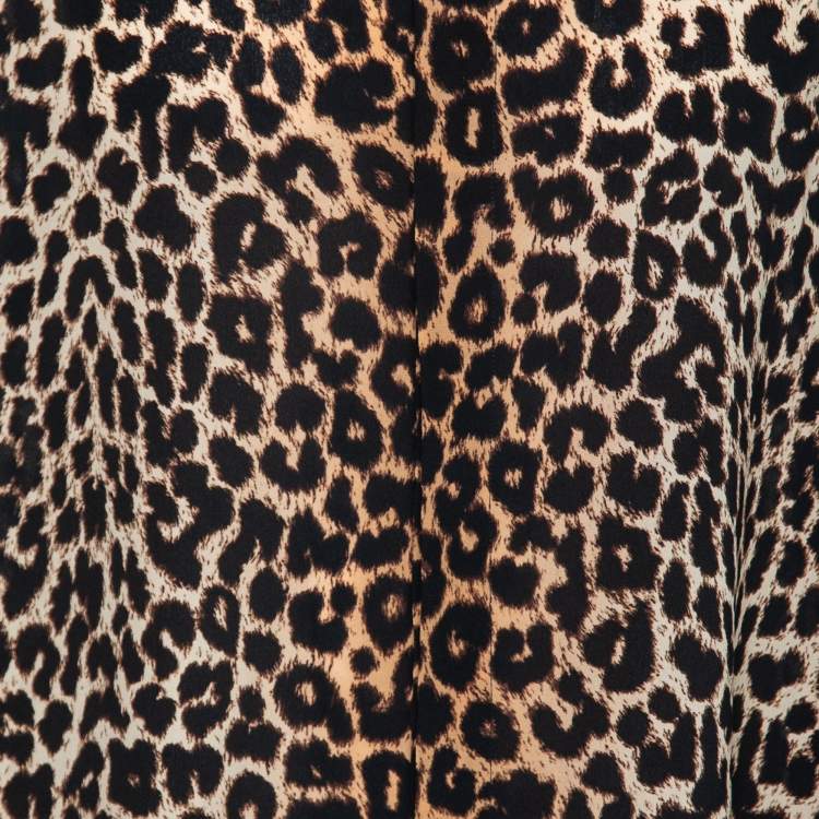 Pre Owned Saint Laurent Brown Leopard Print Oversized Shirt XS