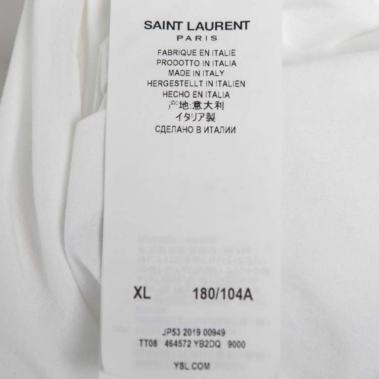 مملوكة مسبقًا Saint Laurent White Logo Print Cotton T-Shirt XL