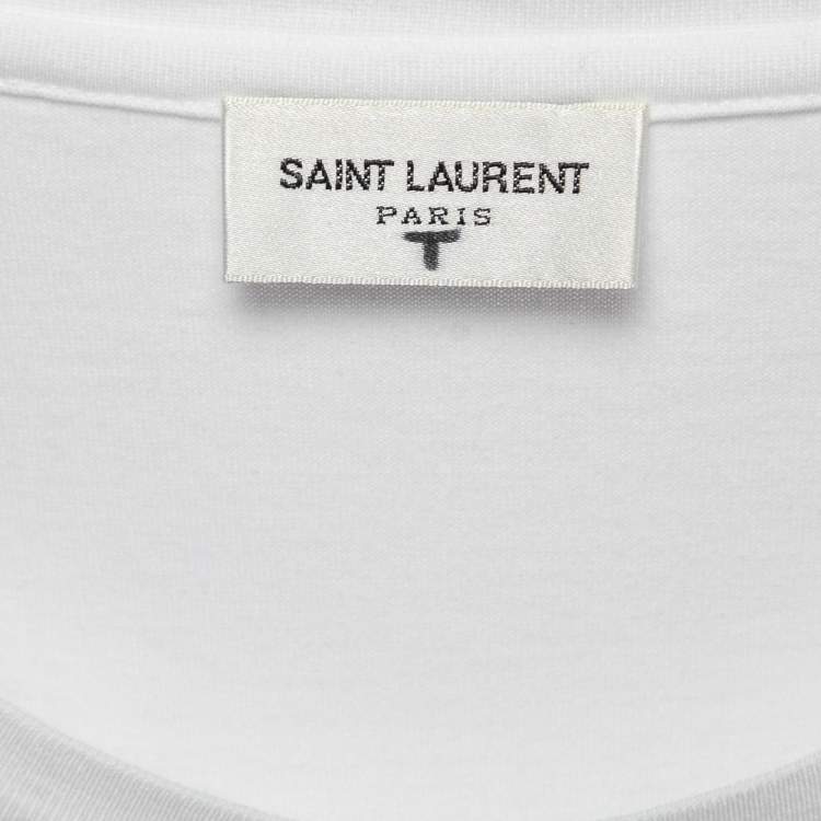 مملوكة مسبقًا Saint Laurent White Logo Print Cotton T-Shirt XL