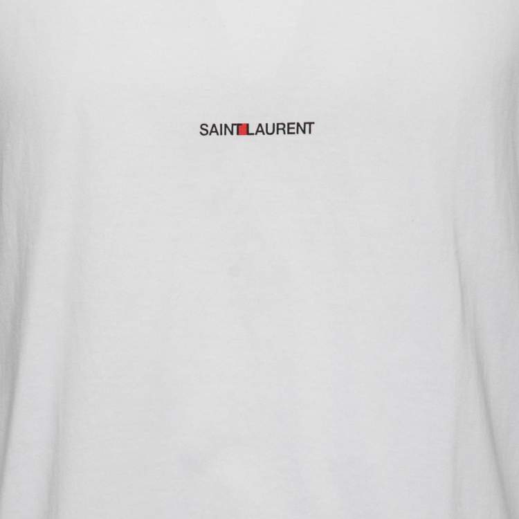 مملوكة مسبقًا Saint Laurent White Logo Print Cotton T-Shirt XL