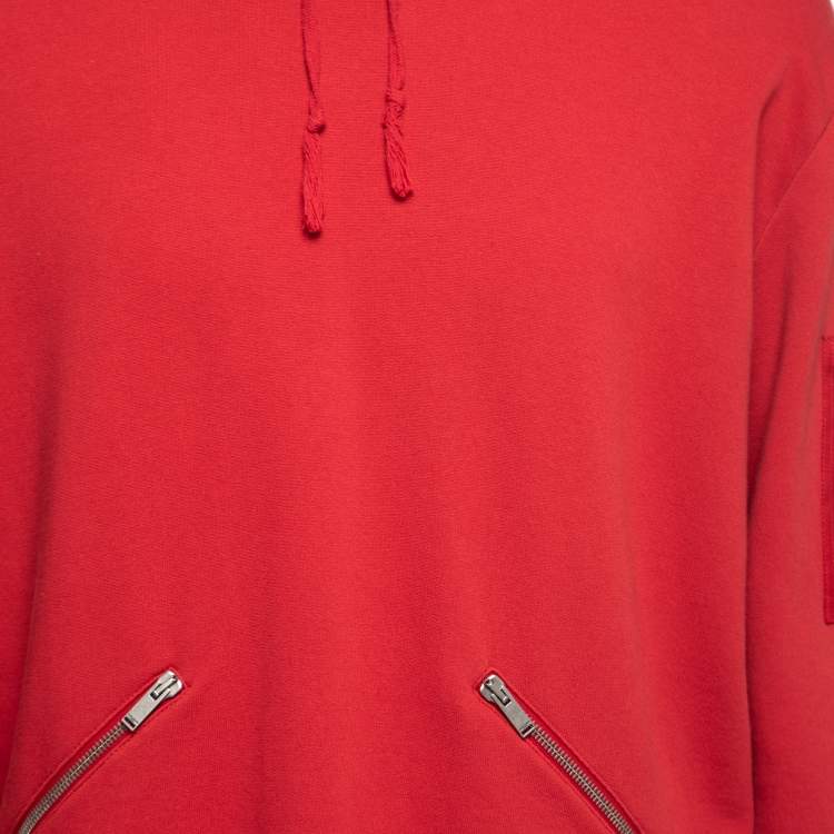 Pre Owned Saint Laurent Red Cotton Long Sleeve Hoodie XL
