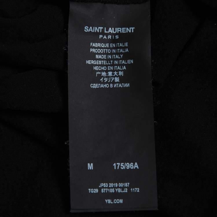 Pre Owned Saint Laurent Black Cotton Lover Boy Print Short Sleeve T-Shirt M