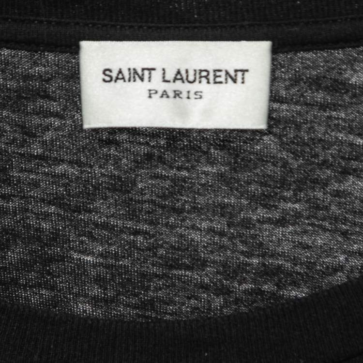 Pre Owned Saint Laurent Black Cotton Lover Boy Print Short Sleeve T-Shirt M