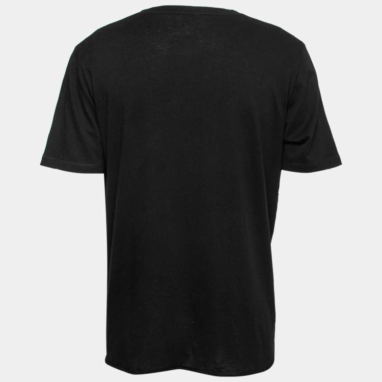 Pre Owned Saint Laurent Black Cotton Lover Boy Print Short Sleeve T-Shirt M