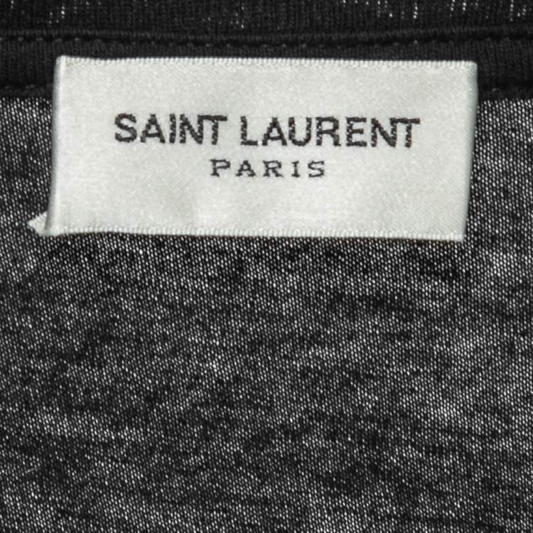 Pre Owned Saint Laurent Black Cotton Printed Short Sleeve T-Shirt M