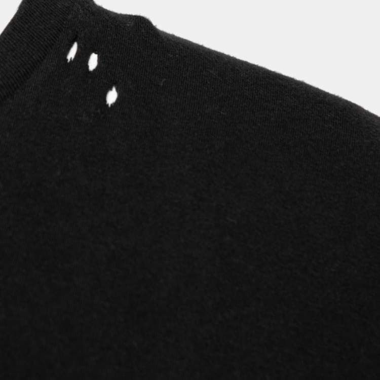 Pre Owned Saint Laurent Paris Black Palm Tree Printed Cotton T Shirt L 