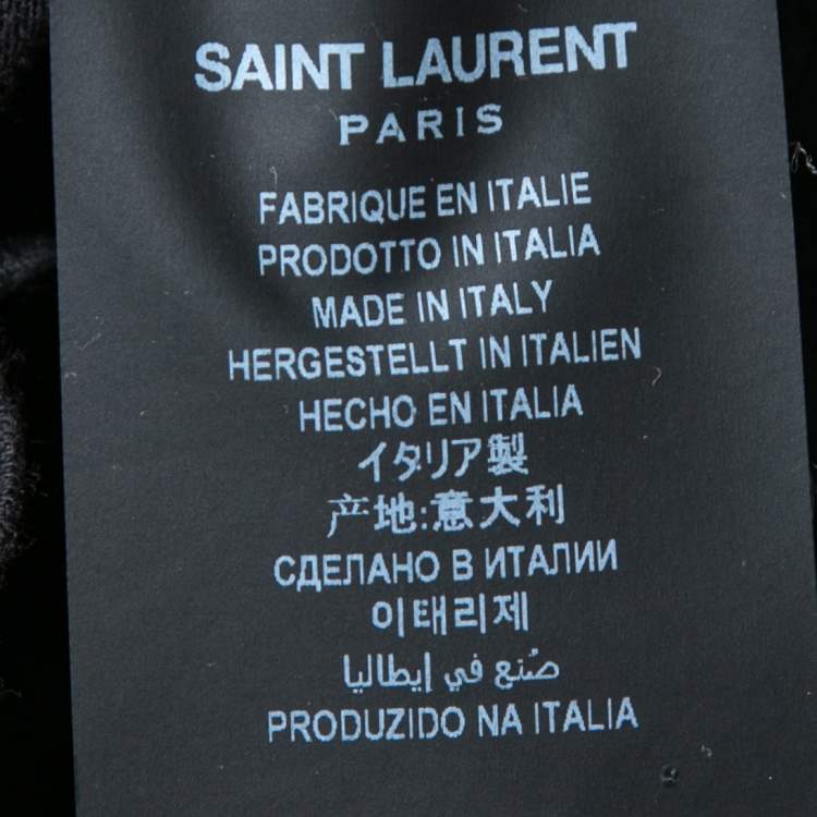 Pre Owned Saint Laurent Paris Black Palm Tree Printed Cotton T Shirt L 