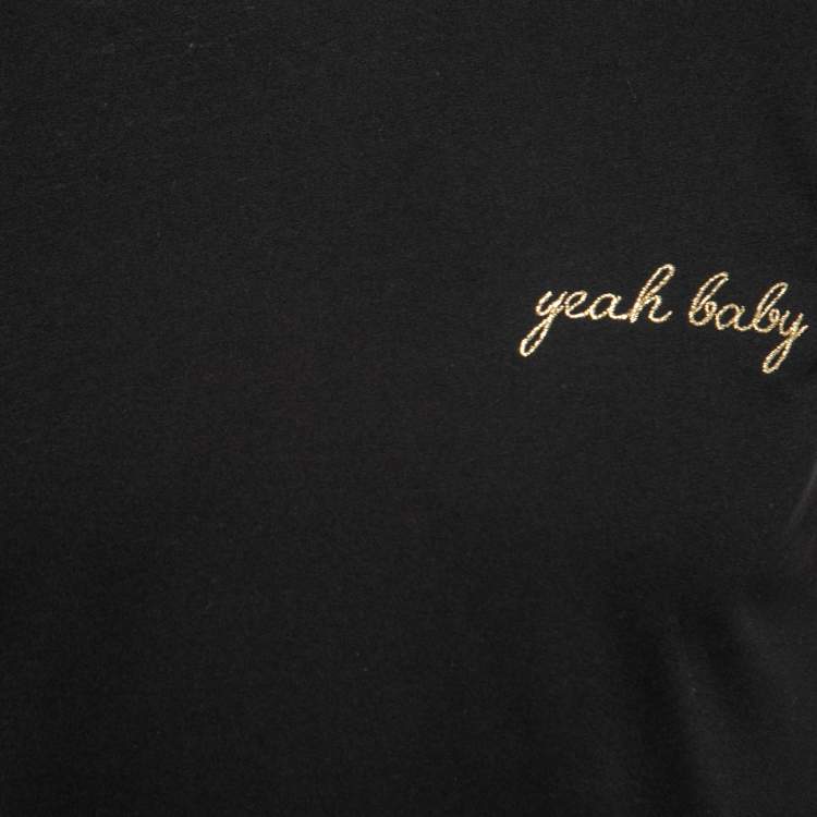 Pre Owned Saint Laurent Black Stud Embellished Cotton Round Neck T-Shirt XS