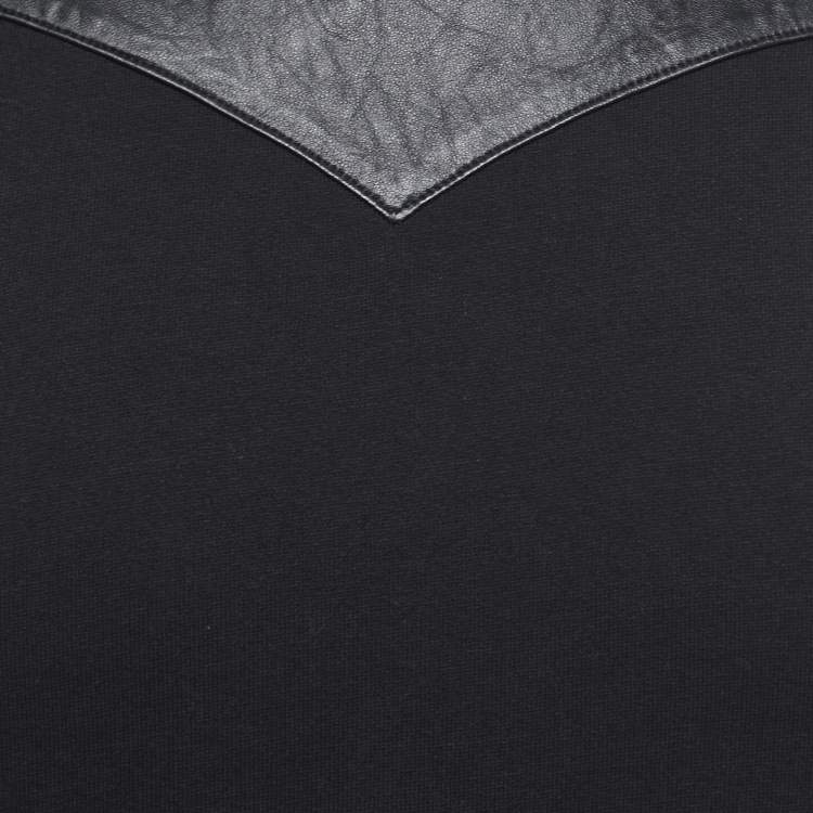 Pre Owned Saint Laurent Black Cotton & Leather Sleeveless Pullover S