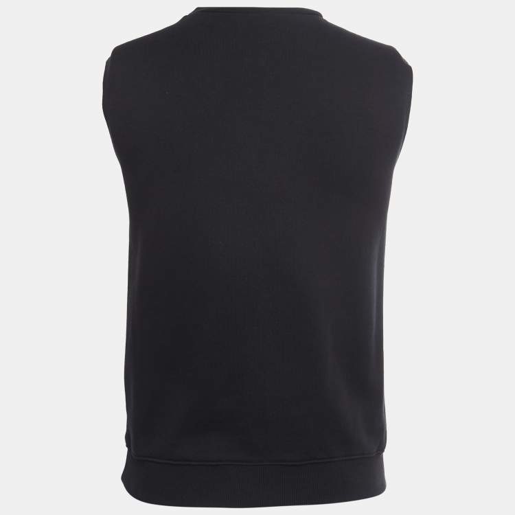 Pre Owned Saint Laurent Black Cotton & Leather Sleeveless Pullover S