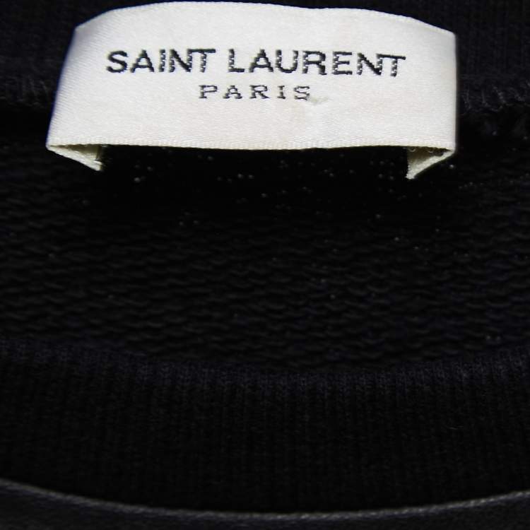 Pre Owned Saint Laurent Black Cotton & Leather Sleeveless Pullover S