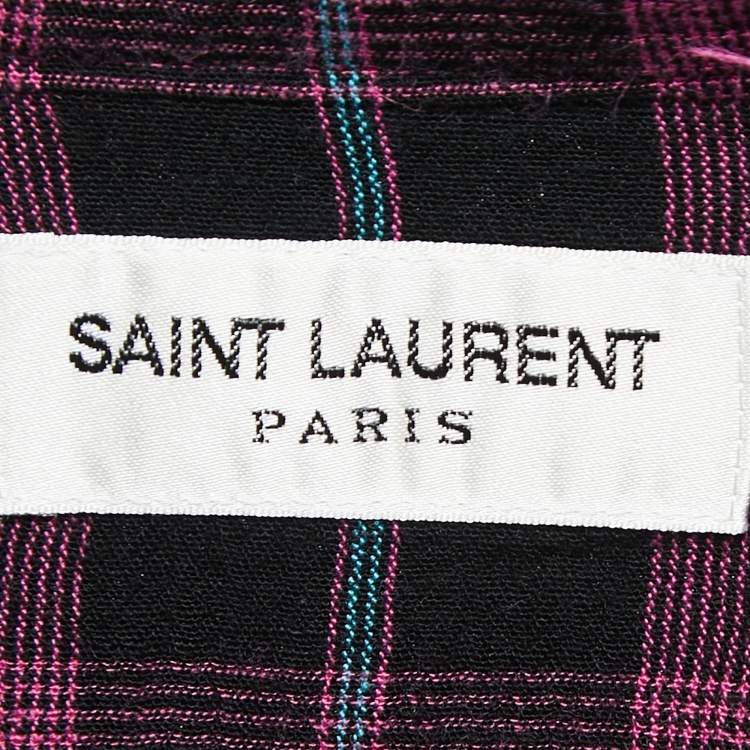 Pre Owned Saint Laurent Paris Pink Checked Linen Flannel Shirt S