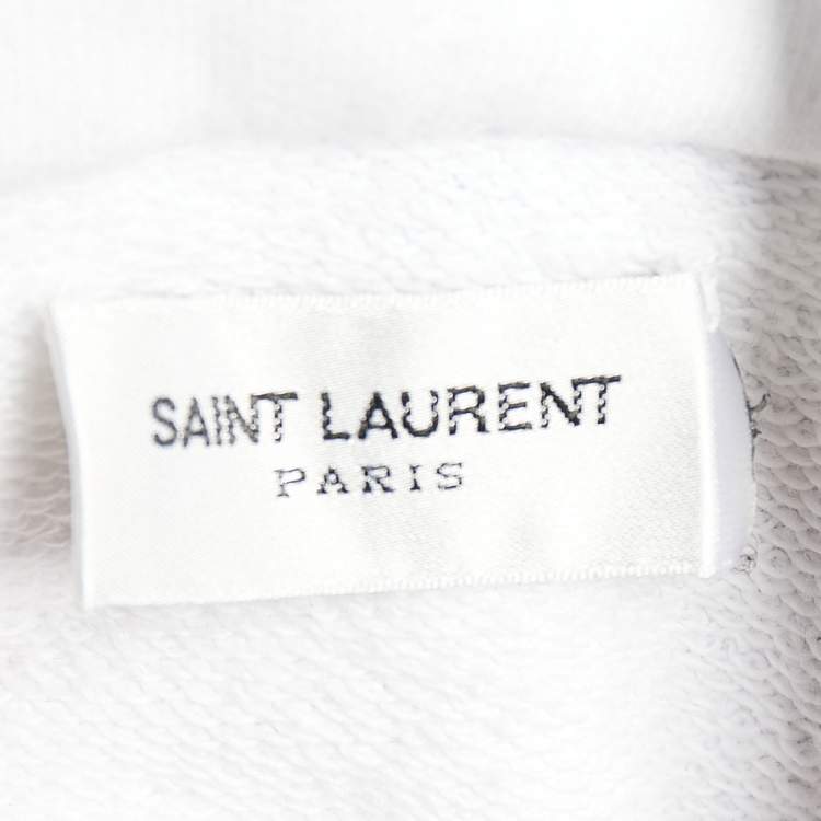 Pre Owned Saint Laurent White Cotton Knit Hoodie XS