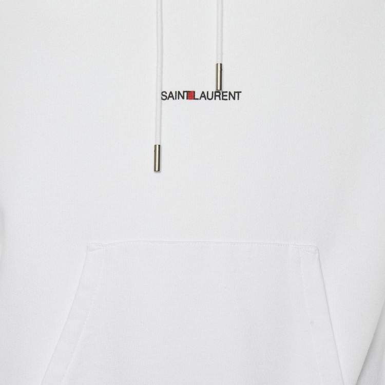 Pre Owned Saint Laurent White Cotton Knit Hoodie XS