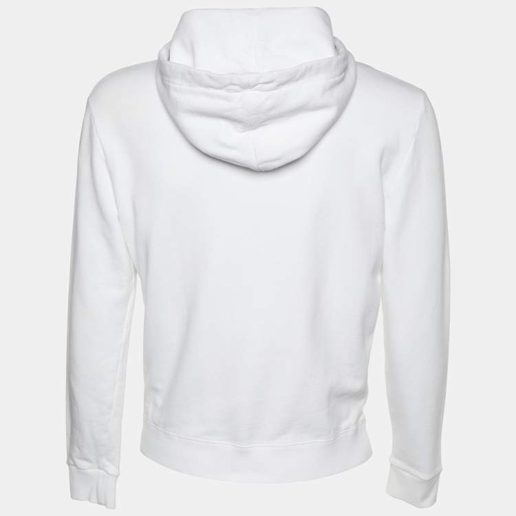 Pre Owned Saint Laurent White Cotton Knit Hoodie XS
