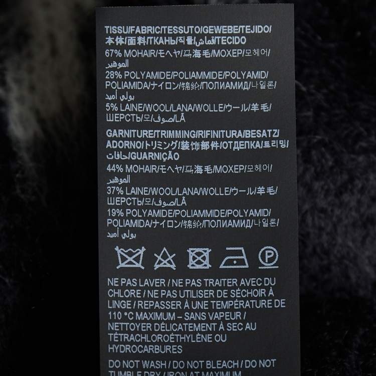 Pre Owned Saint Laurent Black Logo Printed Mohair Knit Sweater S