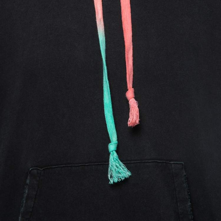 Pre Owned Saint Laurent Paris Dark Grey Cotton Raw Trimmed Hoodie L