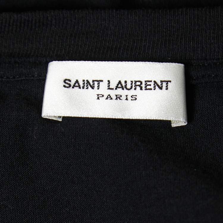 Pre Owned Saint Laurent Paris Black Jersey 1971 Rive Gauche T-Shirt L