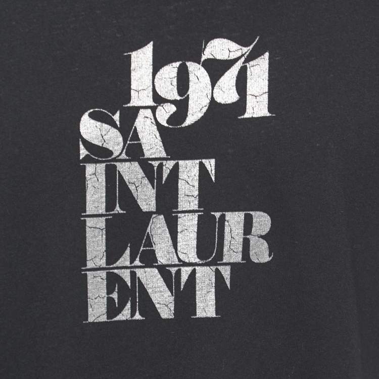 Pre Owned Saint Laurent Paris Black Jersey 1971 Rive Gauche T-Shirt L