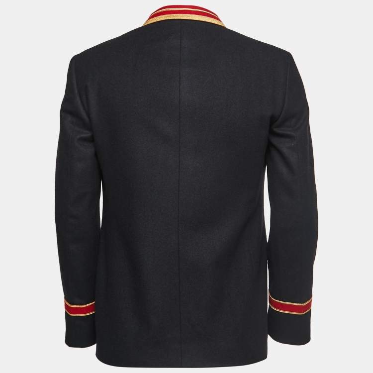 Pre Owned Saint Laurent Black Wool Officer Style Jacket S