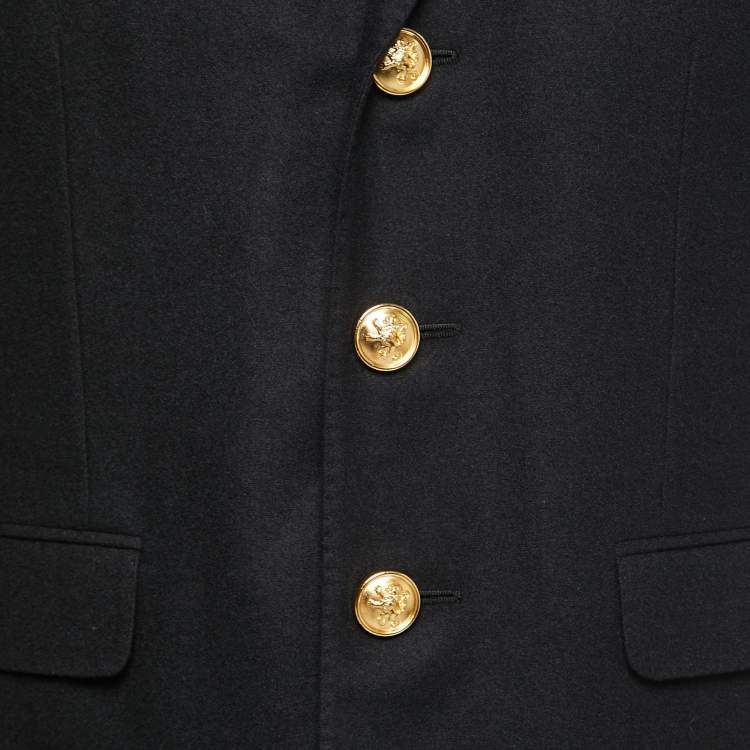 Pre Owned Saint Laurent Black Wool Officer Style Jacket S