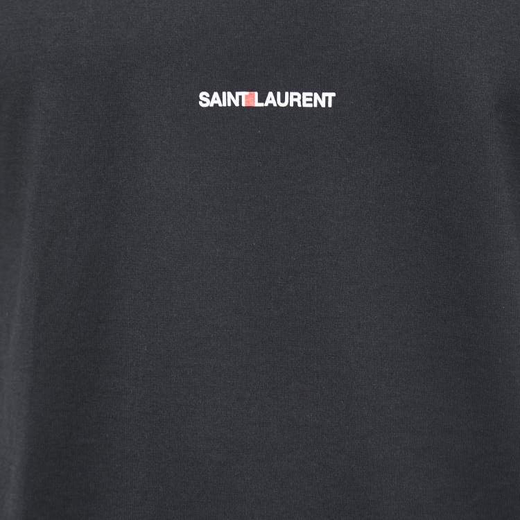 Pre Owned Saint Laurent Paris Black Jersey Logo Print T-Shirt M