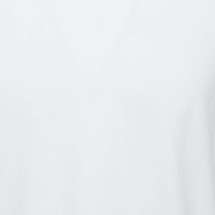 Pre Owned Saint Laurent Paris White Jersey Logo Heart Print T-Shirt M