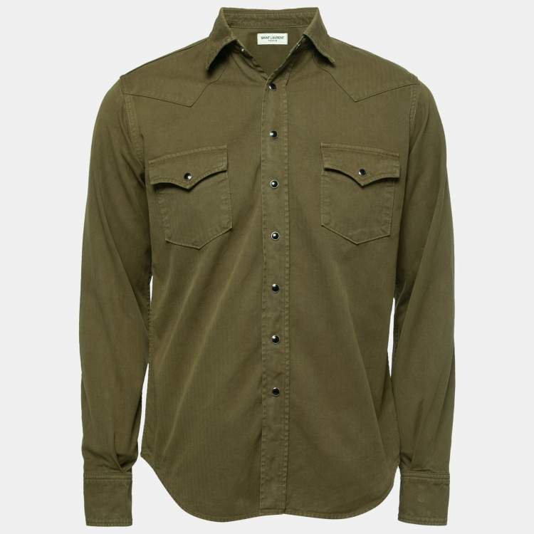 Saint Laurent Paris Green Stonewashed Cotton Western Shirt M Saint Laurent  Paris | The Luxury Closet