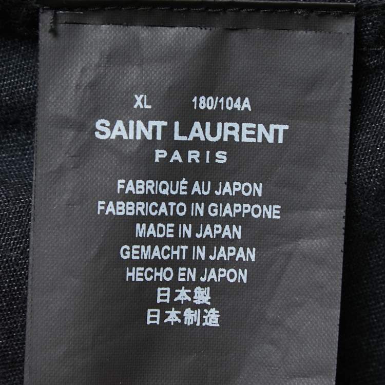 Pre Owned Saint Laurent Black Distressed Denim Full Sleeve Shirt XL