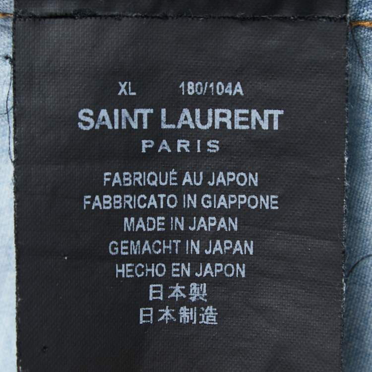 Pre Owned Saint Laurent Light Blue Denim Full Sleeve Shirt XL