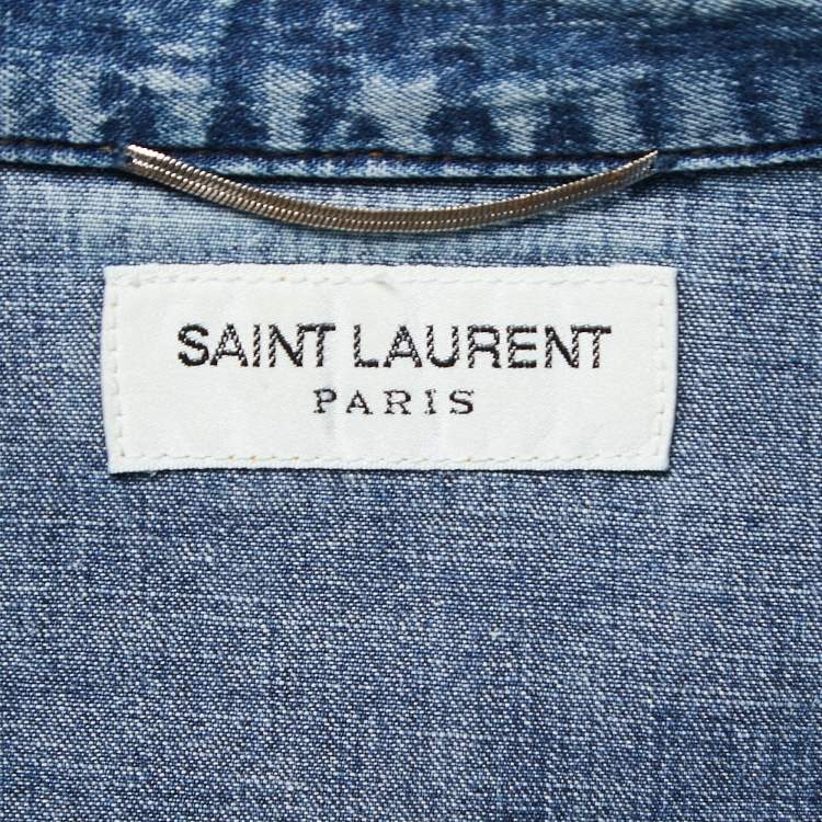 Pre Owned Saint Laurent Blue Denim Classic Full Sleeve Shirt XL