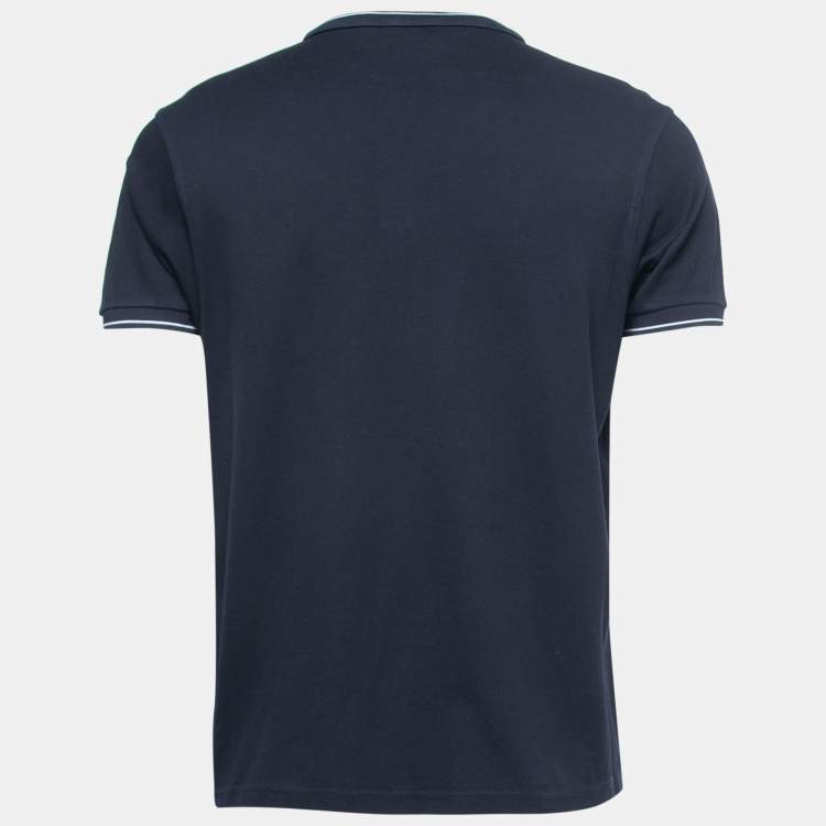 Pre Owned Saint Laurent Navy Blue Cotton Pique Polo T-Shirt XL