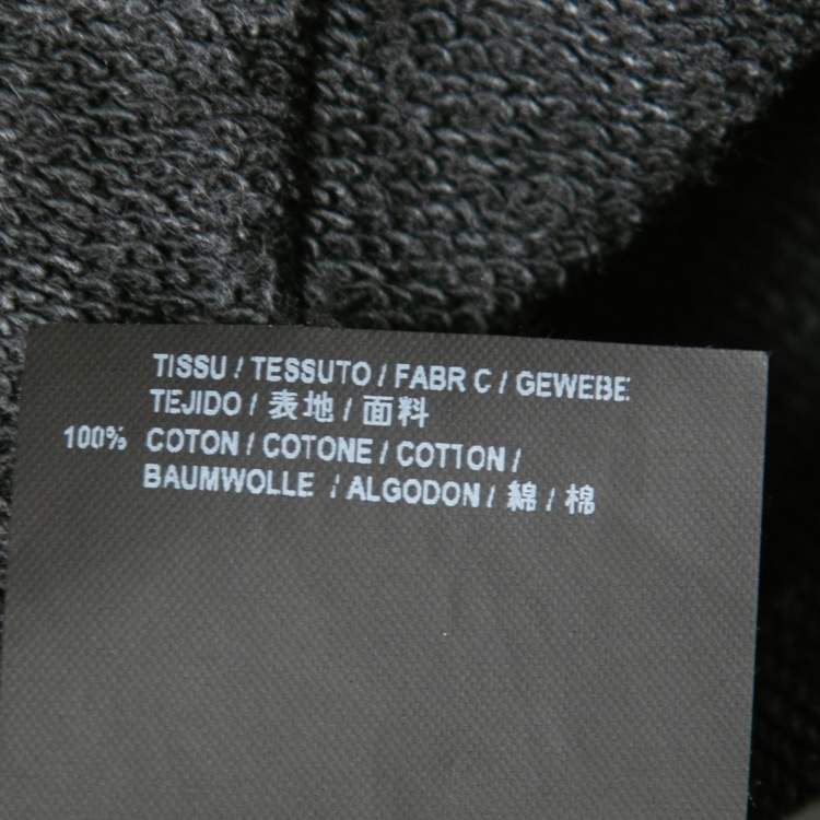 Pre Owned Saint Laurent Grey Distressed Cotton Logo Print Hoodie M
