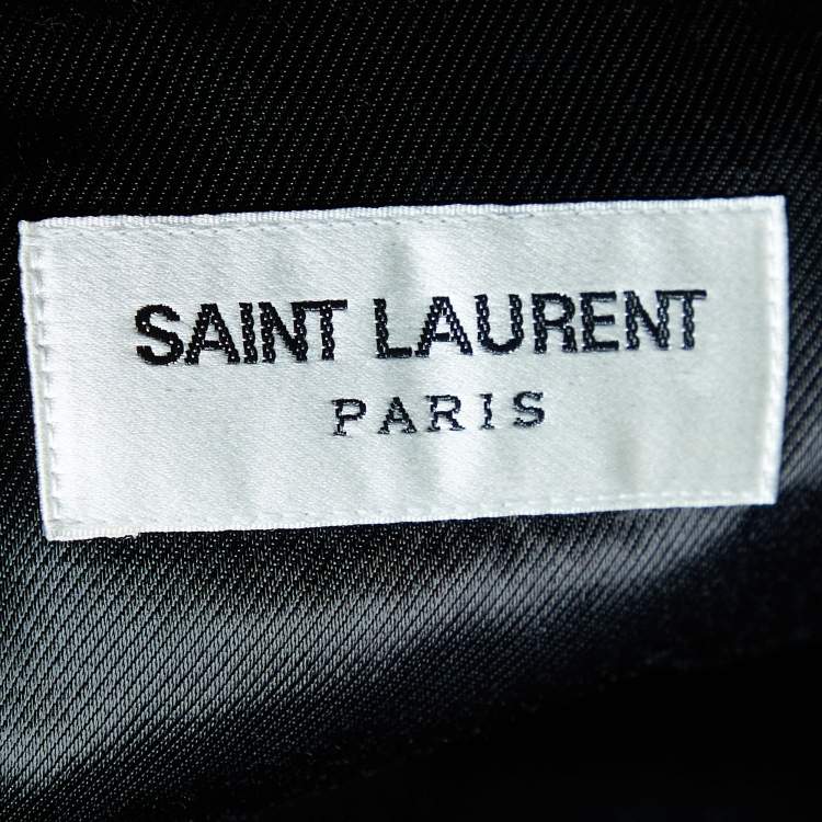 Pre Owned Saint Laurent Black Leather Embellished Biker Jacket M