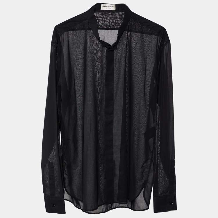 Pre Owned Saint Laurent Paris Black Cotton Button Front Shirt L